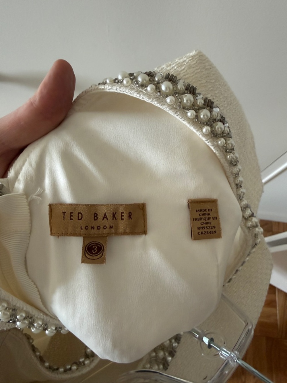 Ted Baker Cream Pearl-Embellished Sleeveless Sheath Dress - Picture 3 of 4